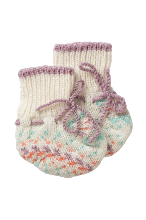 johnstons of elgin Pink Fairisle Cashmere Baby Booties