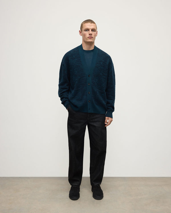 johnstons of elgin Plaited Texture Dark Green Cashmere Cardigan