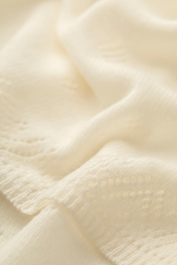 Johnstons Of Elgin Pointelle White Cashmere Baby Blanket