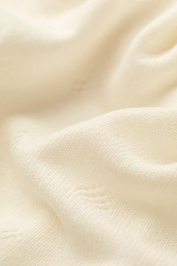 Johnstons Of Elgin Pointelle White Cashmere Baby Blanket