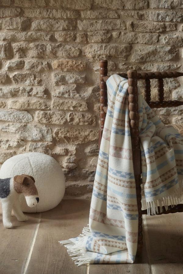 Johnstons Of Elgin Purled Fringe Natural Children's Blanket