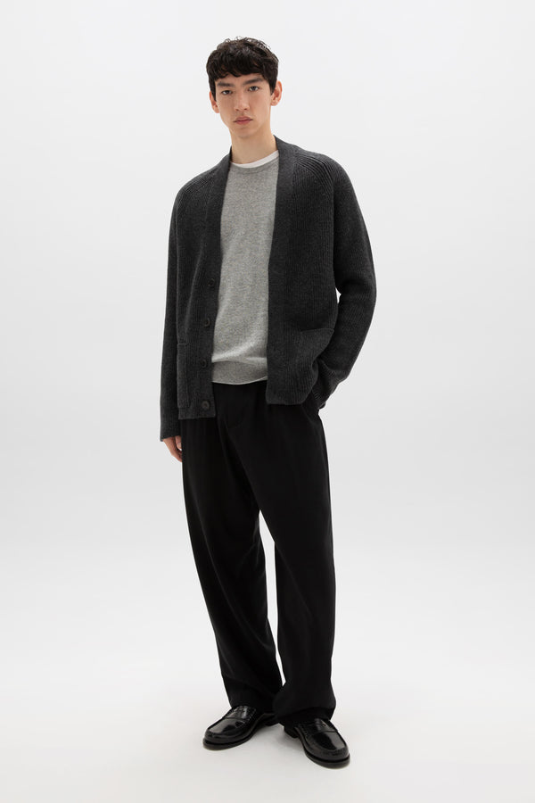 Johnstons Of Elgin Relaxed Dark Grey Cashmere Cardigan