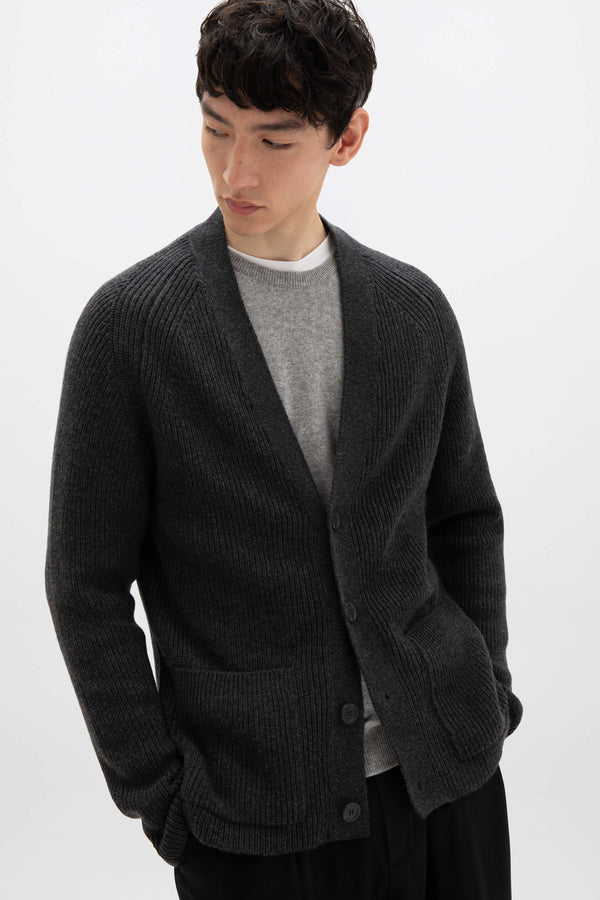johnstons of elgin Relaxed Dark Grey Cashmere Cardigan