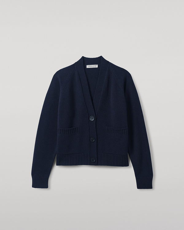 Johnstons Of Elgin Relaxed Fit Dark Navy Cashmere Cardigan