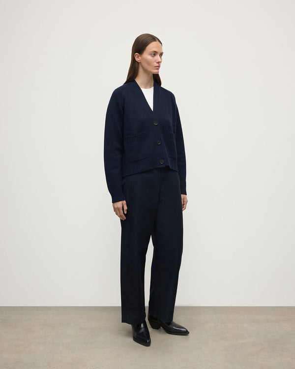 Johnstons Of Elgin Relaxed Fit Dark Navy Cashmere Cardigan