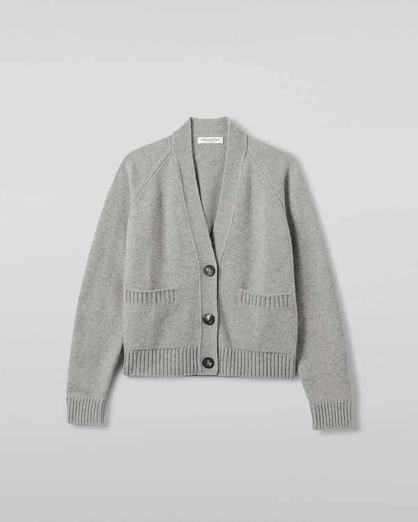 Johnstons Of Elgin Relaxed Fit Light Grey Cashmere Cardigan