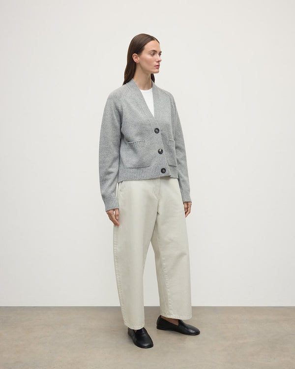 Johnstons Of Elgin Relaxed Fit Light Grey Cashmere Cardigan