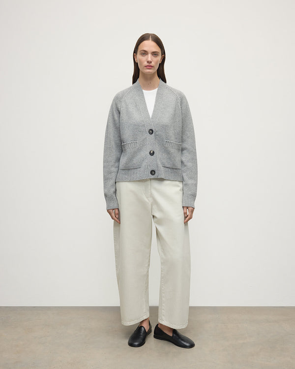 johnstons of elgin Relaxed Fit Light Grey Cashmere Cardigan