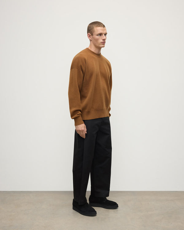 Johnstons Of Elgin Relaxed Milano Stitch Dark Camel Jumper