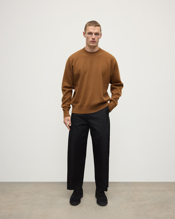 johnstons of elgin Relaxed Milano Stitch Dark Camel Jumper