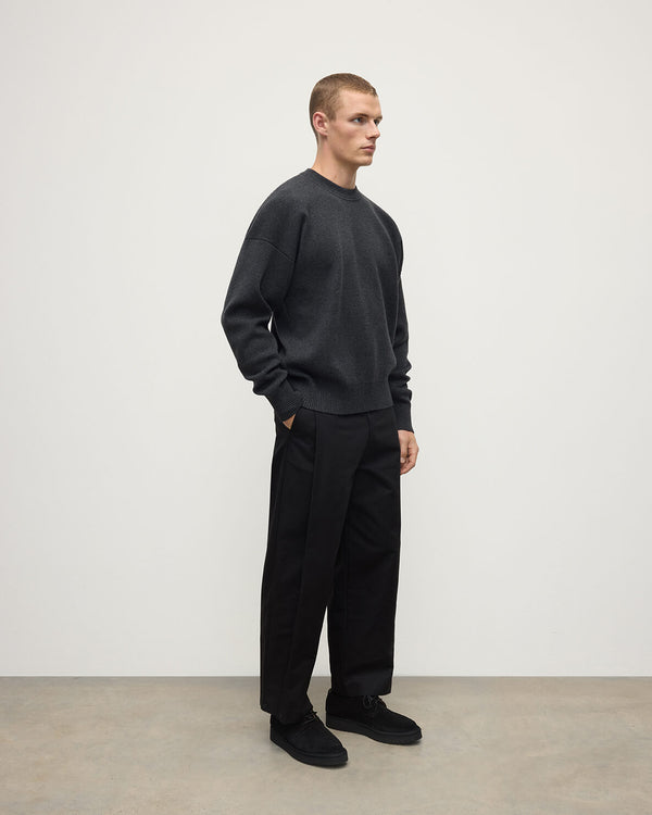 Johnstons Of Elgin Relaxed Milano Stitch Dark Grey Jumper