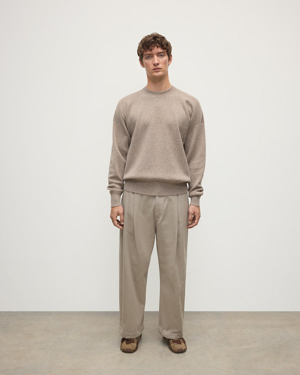 johnstons of elgin Relaxed Milano Stitch Light Brown Jumper