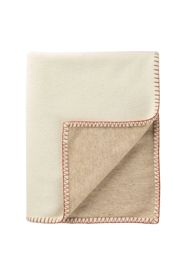 Johnstons Of Elgin Reversible Blanket Stitched Cream Throw
