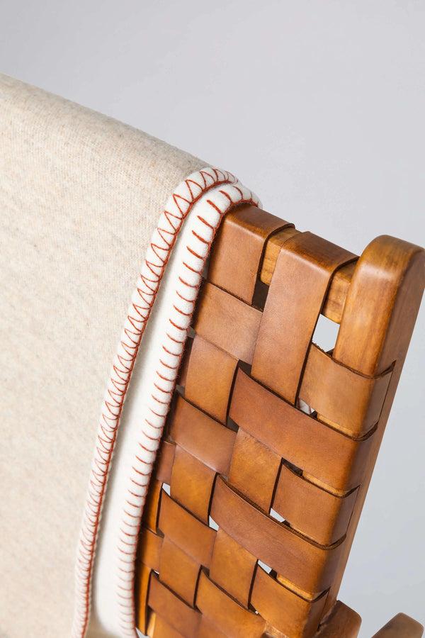 Johnstons Of Elgin Reversible Blanket Stitched Cream Throw