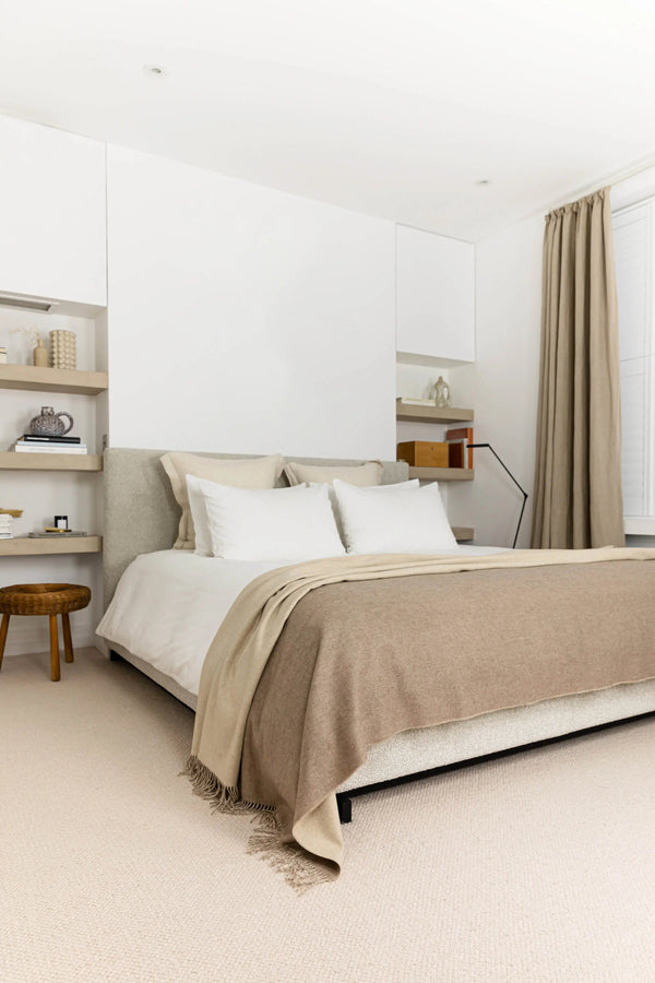 Johnstons Of Elgin Reversible Cashmere Bed Light Brown Throw