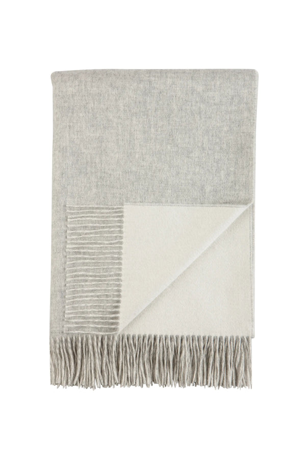 Johnstons Of Elgin Reversible Cashmere Light Grey Throw