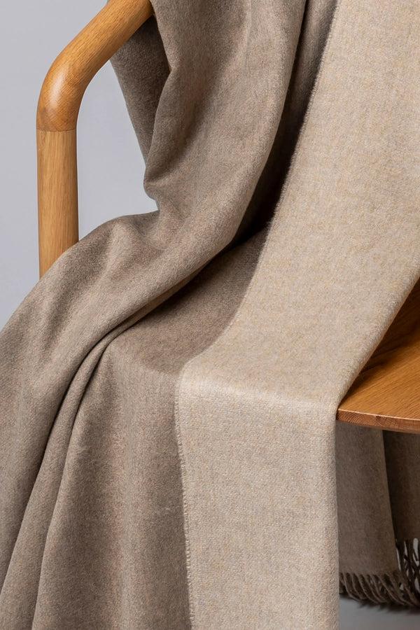 Johnstons Of Elgin Reversible Cashmere Natural Bed Throw