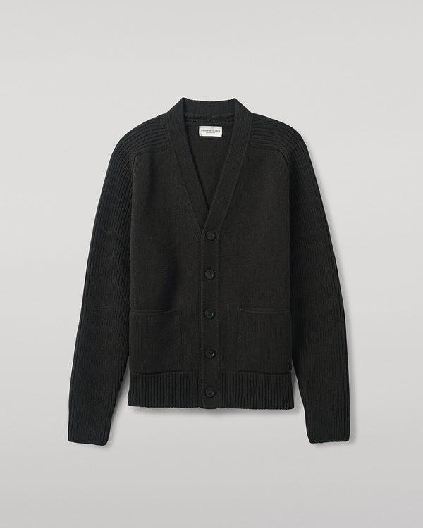 Johnstons Of Elgin Ribbed Cashmere Dark Grey Cardigan