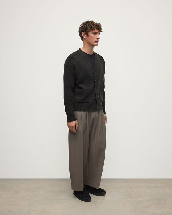 Johnstons Of Elgin Ribbed Cashmere Dark Grey Cardigan