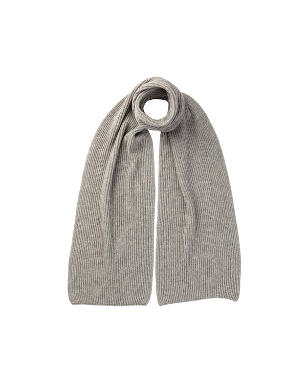 Johnstons Of Elgin Ribbed Cashmere Grey Scarf & Beanie Gift Set
