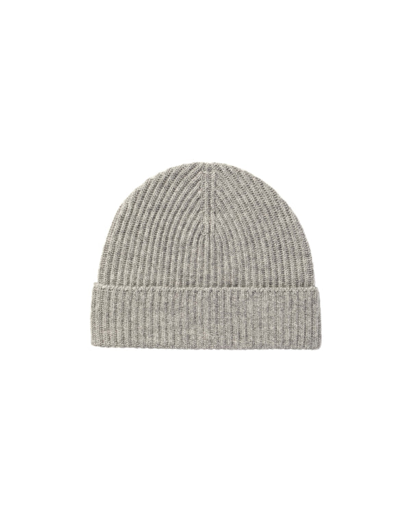 Johnstons Of Elgin Ribbed Cashmere Grey Scarf & Beanie Gift Set