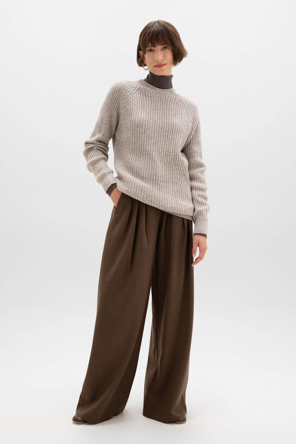 Johnstons Of Elgin Ribbed Cashmere Light Brown Jumper
