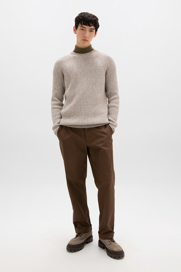 Johnstons Of Elgin Ribbed Cashmere Light Brown Jumper