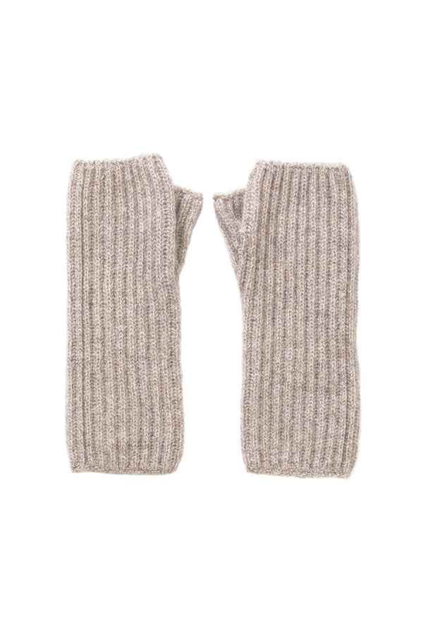 johnstons of elgin Ribbed Cashmere Light Brown Wrist Warmers