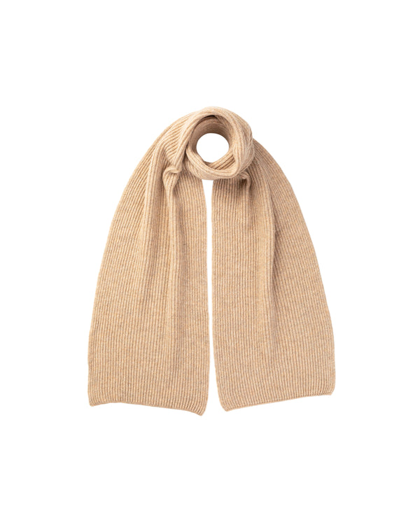 Johnstons Of Elgin Ribbed Cashmere Natural Scarf & Beanie Gift Set