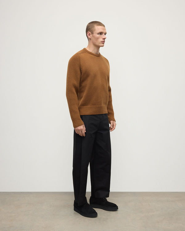 Johnstons Of Elgin Ribbed Dark Camel Cashmere Jumper