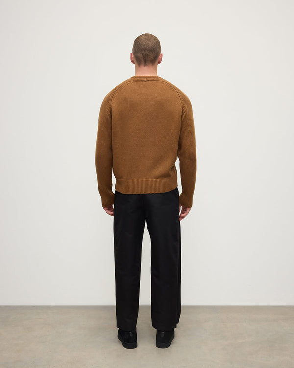 Johnstons Of Elgin Ribbed Dark Camel Cashmere Jumper