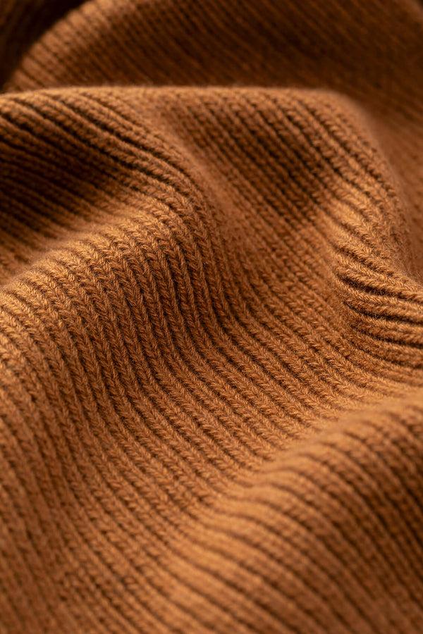 Johnstons Of Elgin Ribbed Dark Camel Cashmere Scarf