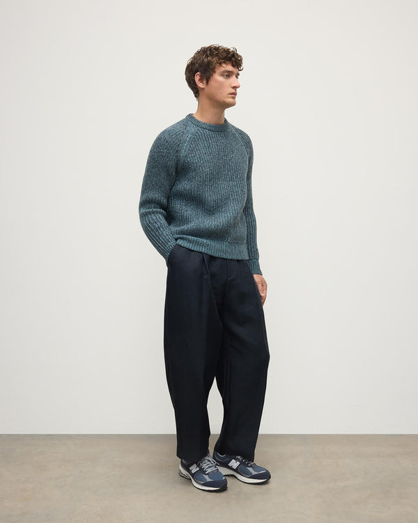 Johnstons Of Elgin Ribbed Donegal Cashmere Blue Jumper