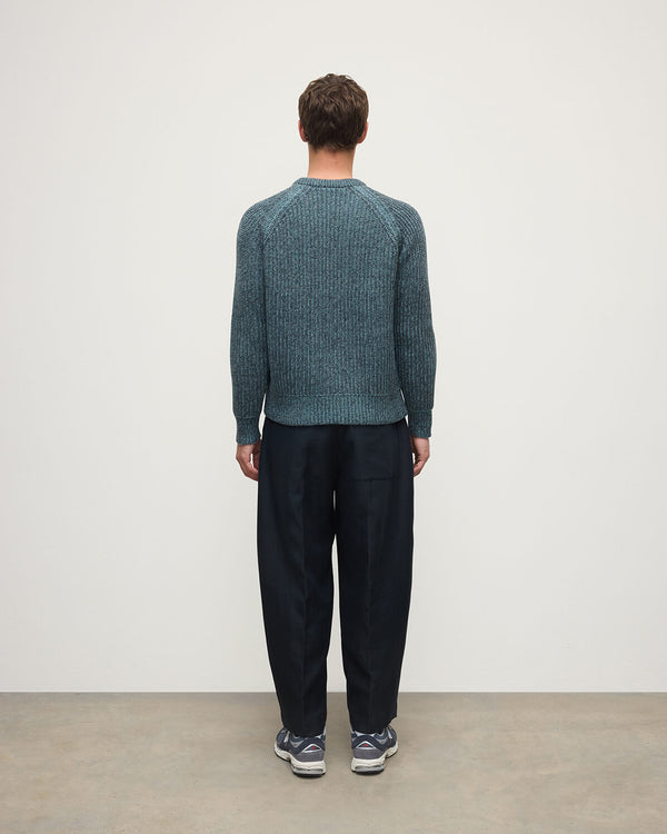 Johnstons Of Elgin Ribbed Donegal Cashmere Blue Jumper