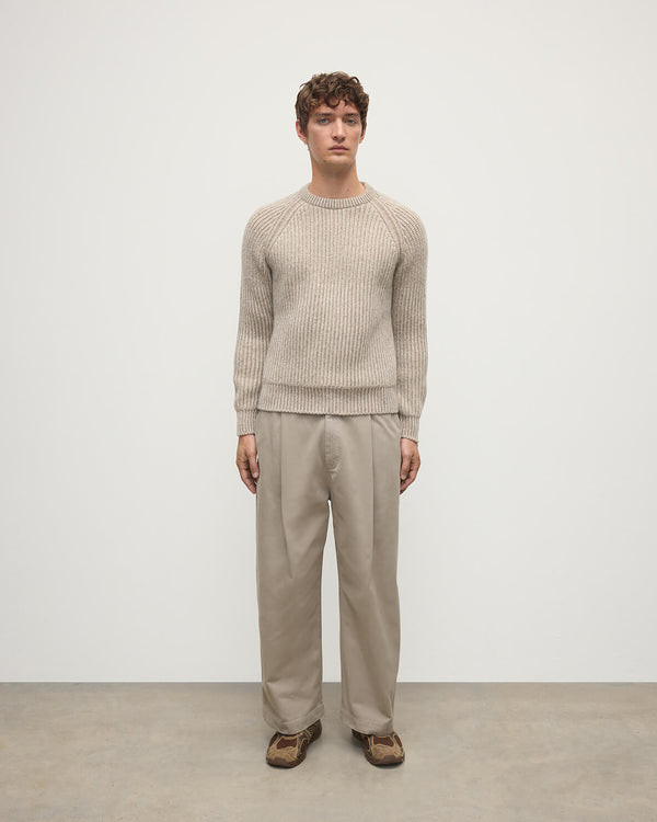 johnstons of elgin Ribbed Donegal Cashmere Cream Jumper