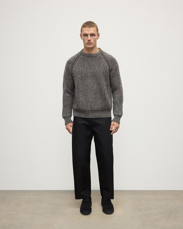 johnstons of elgin Ribbed Donegal Cashmere Grey Jumper
