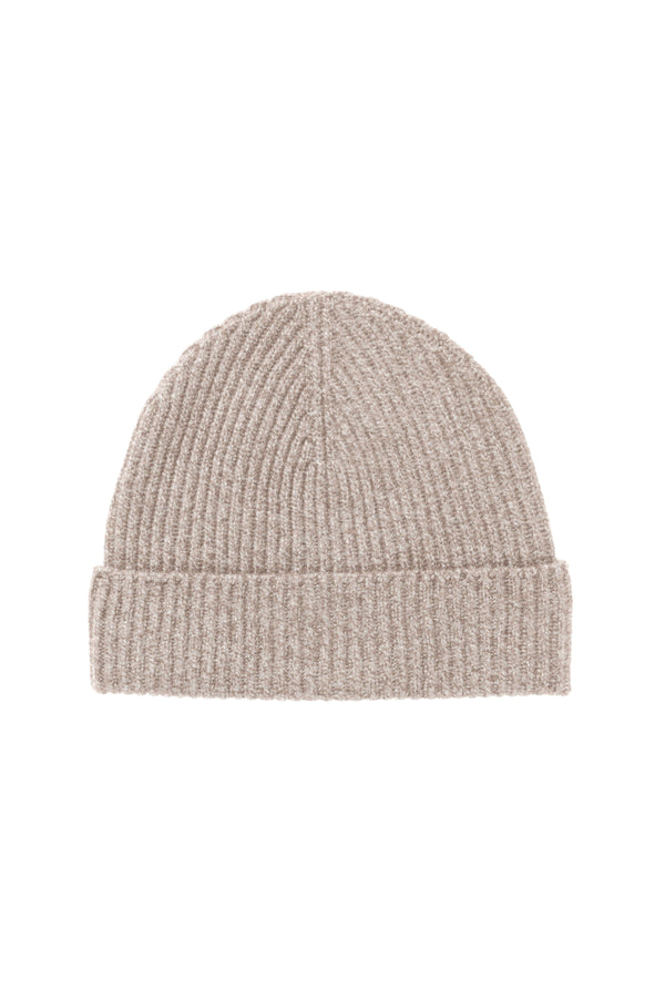 johnstons of elgin Ribbed Light Brown Cashmere Beanie