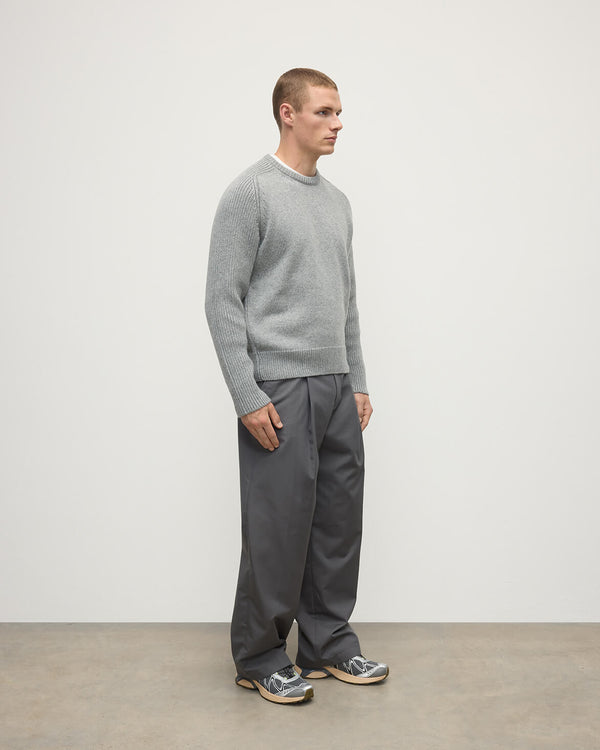 Johnstons Of Elgin Ribbed Light Grey Cashmere Jumper