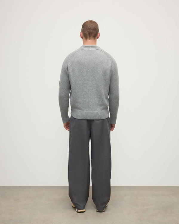 Johnstons Of Elgin Ribbed Light Grey Cashmere Jumper