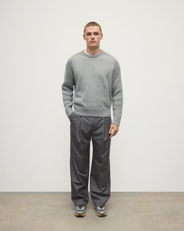 johnstons of elgin Ribbed Light Grey Cashmere Jumper