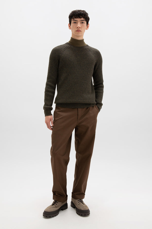 Johnstons Of Elgin Ribbed Olive Green Cashmere Jumper