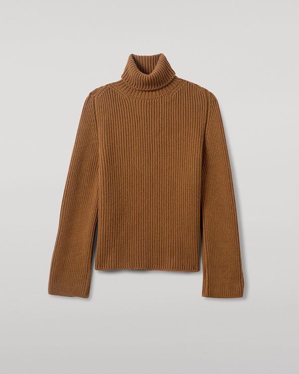 Johnstons Of Elgin Roll-Collar Dark Camel Cashmere Jumper