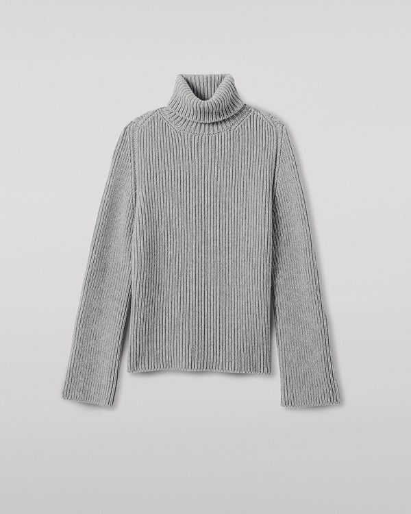 Johnstons Of Elgin Roll-Collar Light Grey Cashmere Jumper