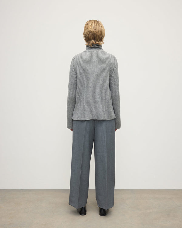 Johnstons Of Elgin Roll-Collar Light Grey Cashmere Jumper