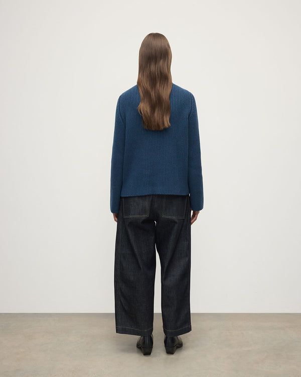 Johnstons Of Elgin Roll-Collar Navy Cashmere Jumper