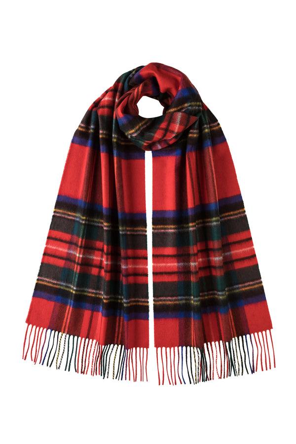 johnstons of elgin Royal Stewart Tartan Wide Cashmere Scarf