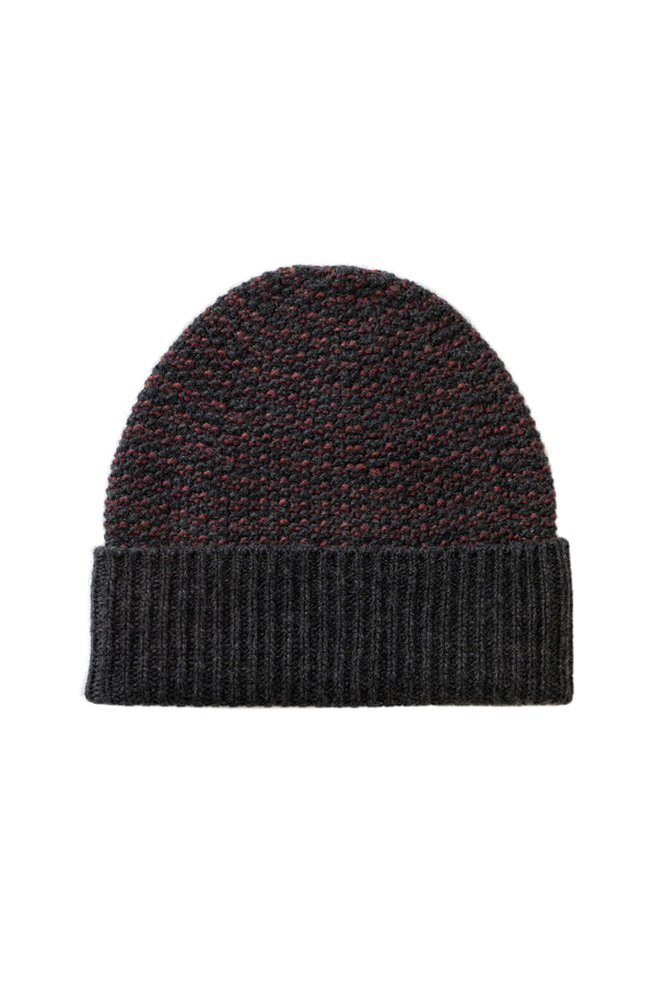 johnstons of elgin Seed Stitch Cashmere Grey Beanie
