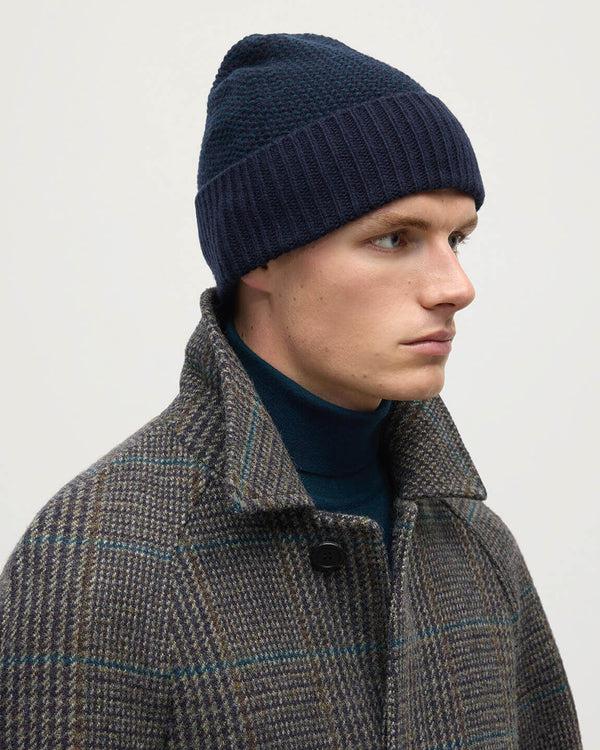 Johnstons Of Elgin Seed Stitch Cashmere Navy Beanie