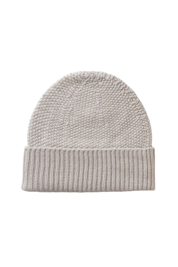 johnstons of elgin Seed Stitch Cashmere White Beanie