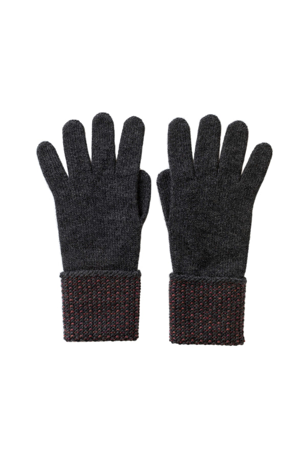 johnstons of elgin Seed Stitch Grey Cashmere Gloves